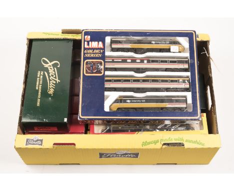 A small quantity of OO gauge and narrow gauge railway by Hornby, Lima, Bachmann, etc. A Lima BR InterCity 4-car set with one 