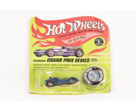 A scarce 1969 issue Mattel HotWheels ‘Exclusive Grand Prix Series Chaparral 2G. Finished in vacuum plated blue. Re-sealed nea