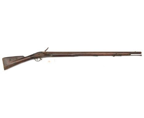 A 10 bore India pattern Brown Bess flintlock musket,  54½” overall, barrel 39” with traces of ordnance proofs, the almost fla