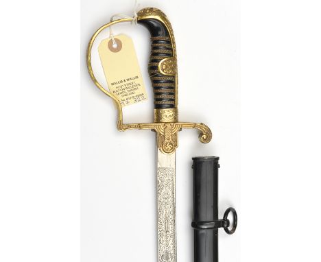 A Third Reich Wrangel pattern Army officer’s sword by Eickhorn, of the 14th Cavalry Regiment,  the 31” plated blade triple et