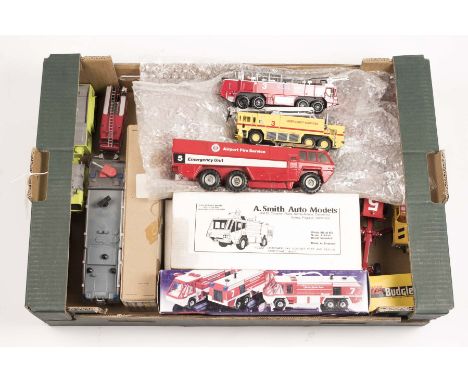 A quantity of Airport fire/rescue related vehicles by various makes. 3x A. Smith Auto Models white metal kits -  2 unmade - F