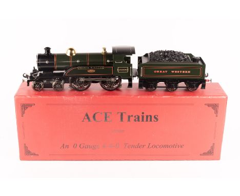 An O Gauge 3-rail ACE Trains E3 'Celebration Class' 4-4-0 tender locomotive, 2006. Presented in Great Western Railway lined B