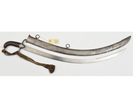 A late 18th century light company officer’s service sword,  plain steeply curved, flat blade 26”, DE at point, pronounced ste