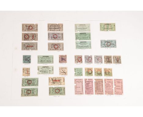 35x District and London Underground Railway related tickets. Including a rare 1904 District Railway Cheap Ticket, Park Royal 