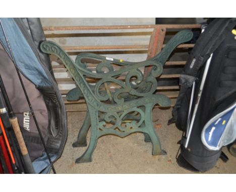 A pair of garden bench ends