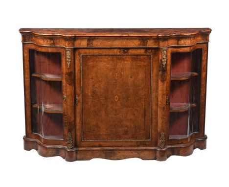 A VICTORIAN BURR WALNUT AND GILT METAL MOUNTED CREDENZA CIRCA 1860 101cm high, 160cm wide, 38cm deep  Condition Report:  Mark