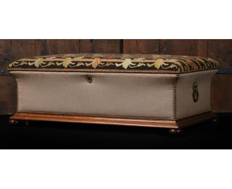 Y&nbspA VICTORIAN ROSEWOOD AND UPHOLSTERED OTTOMAN  LATE 19TH CENTURY With needlepoint upholstered hinged top 41cm high, 114c