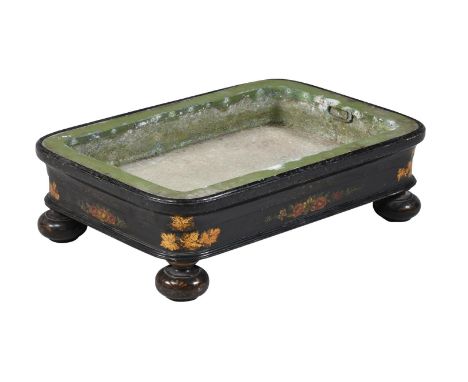 A VICTORIAN TÔLE-PEINTE PLANTER IN THE MANNER OF JENNENS & BETTRIDGE, CIRCA 1870 23cm high, 80cm wide, 55cm deep  Condition R