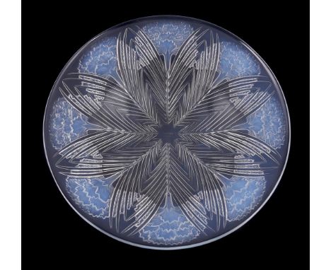 LALIQUE, RENE LALIQUE, OEILLETS, AN OPALESCENT GLASS DISH  SECOND QUARTER 20TH CENTURY Signed R. LALIQUE FRANCE 35.5cm diamet