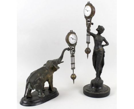An early 20th century German novelty mystery clock, by Junghans Clock Company, modelled as an elephant with raised trunk supp