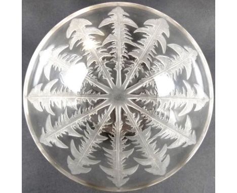A Lalique opalescent glass bowl, in the Pissanlit pattern, depicting dandelions, signed to the base, 'R Lalique France', 9 by