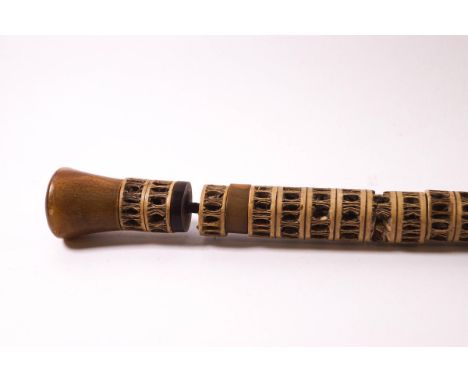 A 19th century shark vertebrae walking stick, 90cm long