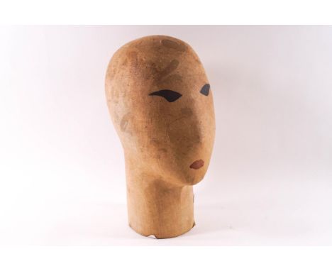 A mannequin head hat stand with painted facial features, 32.5cm high, boxed