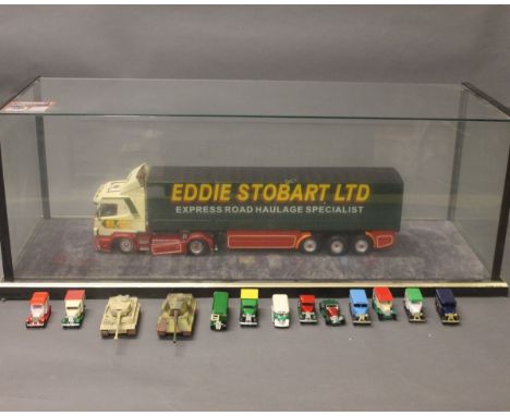 A large scale plastic Eddie Stobart limited haulage lorry model (25ins length) together with a selection of Corgi & Matchbox 