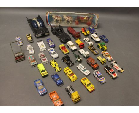 A collection of mixed die cast model vehicles, 2 vintage batmobiles & a boxed Corgi "The Queens Silver Jubilee 1977" model  