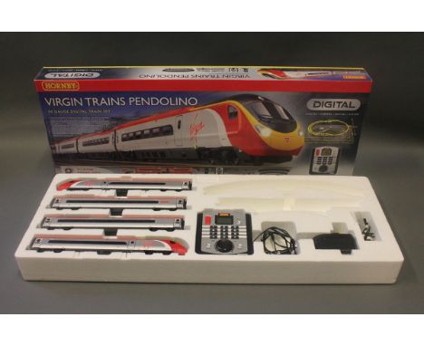A boxed Hornby 00 gauge part Digital train set, "Virgin Trains Pendolino", comprising Class 390 kitchen first car, first car 