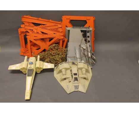 1980's Star Wars X Wing fighter, a 1980's Star Wars Empire Strikes Back Snow Speeder & an Action Man Adventure Team Training 