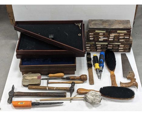 A large collection of Jewellery tools and miniature drawers for findings