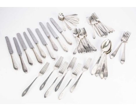 An Art Deco part silver canteen of cutlery from Tiffany &amp; Co, including four table spoons and two serving forks, six dinn