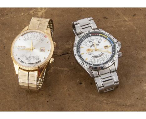 Two vintage wristwatches, one a Kasho Multi-Year manual wind gilt wristwatch, 40mm, silvered dial with calendar facilities, o