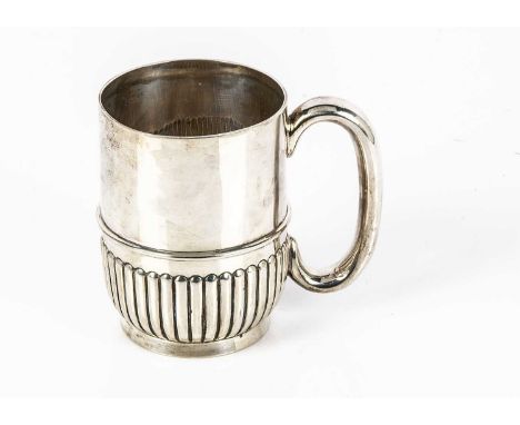 A Victorian silver tankard from William Hutton &amp; Sons, fluted lower and plain upper, hallmarks worn, typical wear and scr