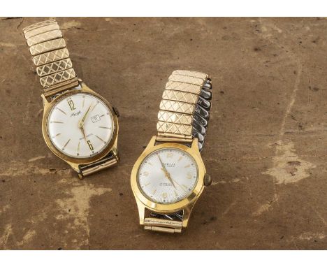 A c1960s Nevi Automatic gold plated wristwatch, 32mm, running, on later strap, together with a Kienzle manual wind watch, nee