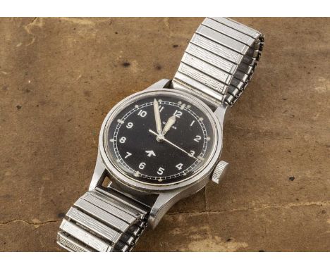 An early 1950s Omega Military Issue RAF Pilot's "Fat Arrow" stainless steel wristwatch, 36mm, ref. 2777-1 SC, black dial with