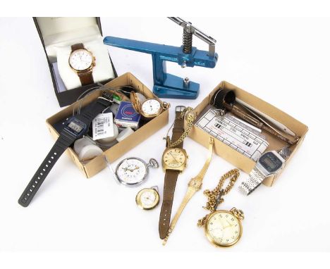 A quantity of watches and other items, several wristwatches, including a Smiths Emperor Alarm, not working, a modern Rotary i