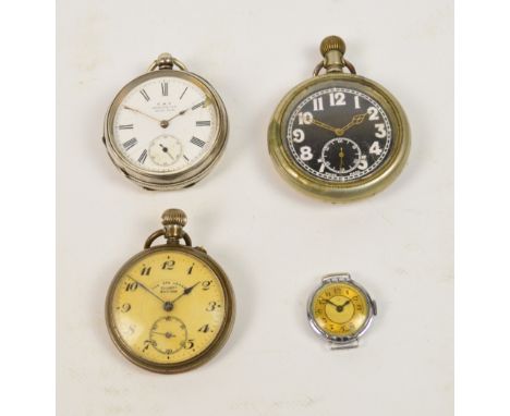 A Victorian silver cased manual wind pocket watch with engine turned decoration and vacant cartouche, the white enamel dial s