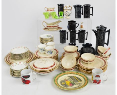 A large collection of decorative ceramics and teaware including Royal Adley part tea service, three Royal Doulton "Winthrop" 