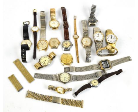 A collection of various watches including a lady's 9ct gold wristwatch, gentleman'ss Timex, Atlantic with black dial, Ingerso