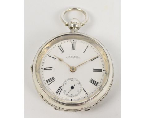 An Edwardian hallmarked silver open face key wind pocket watch, the white enamel dial set with Roman numerals and subsidiary 