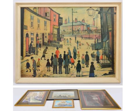 AJ HINDLEY; three watercolours depicting a Venetian channel scene, a mountainous landscape and a portrait of a cat, all signe