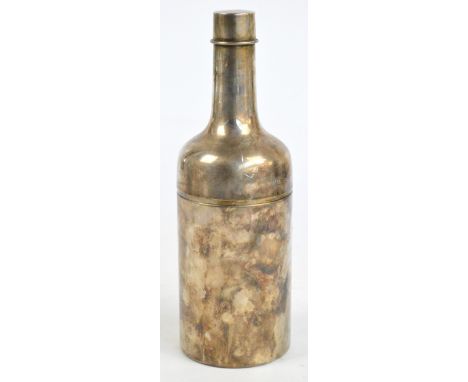 A 1930s Art Deco novelty cocktail shaker in the form of a bottle, the base inscribed "The Bostonian Shaker, Robbins Co, Attle
