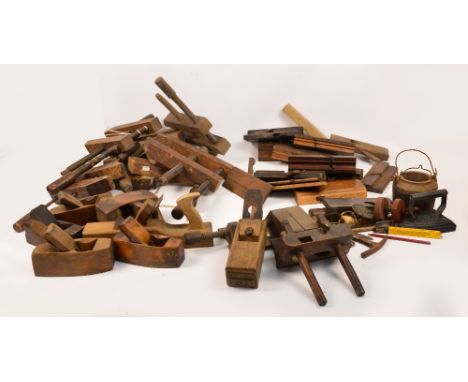 Five boxes of woodworking tools including predominantly clamps, chisels, planes.