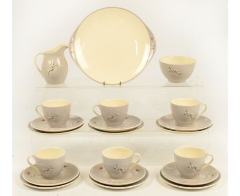 A Royal Doulton "Forest Pine" tea service comprising six cups, six saucers, six side plates, a sandwich plate, a milk jug, an