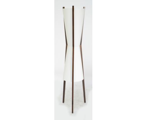 A contemporary Natuzzi brushed nickel and wooden angled standard lamp, height 184cm.