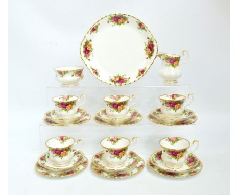 A Royal Albert "Old Country Roses" tea service comprising milk jug and bowl, sandwich plate, six plates and six cups and sauc