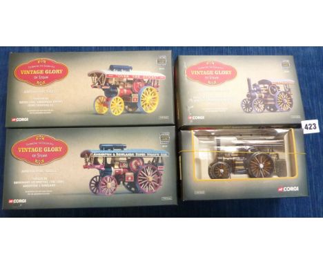 CORGI VINTAGE GLORY SERIES : 4 BOXED MODELS 80104 FOWLER, 80103 FOWLER B6, 80101 SHOWMANS, 80105 FOWLER B6