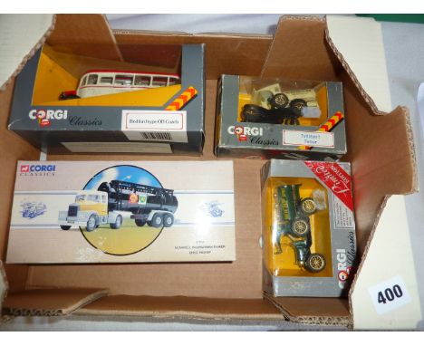 CORGI : 97840 HIGHWAYMAN TANKER, BEDFORD OB, &amp; 2 FORD MODEL T TANKERS