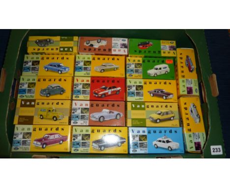 17 VANGUARD BOXED MODELS ASSORTED BOX COLOURS RED, GREEN, LIGHT GREEN, CARS &amp; VANS