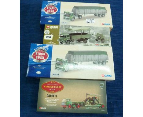 CORGI 4 BOXED MODELS 69902 ARMY MK, 22402 VINTAGE GLORY BEDFORD TK, KINGS OF THE ROAD - 10301 X2 AEC WILLMOTS