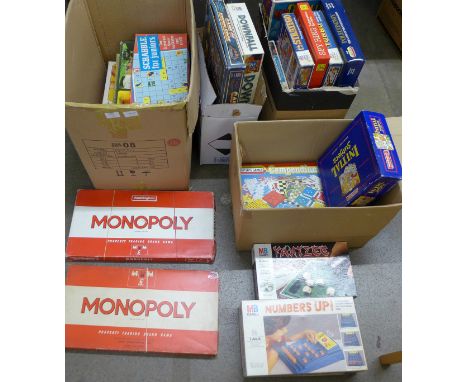 A collection of vintage and later games including two Monopoly, Ker-Plunk, Connect 4, etc. 