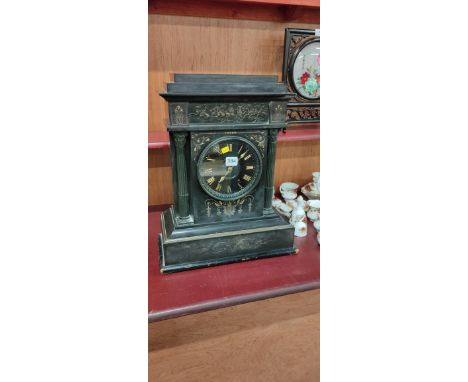 LARGE VICTORIAN SLATE MANTLE CLOCK 20' IN HEIGHT