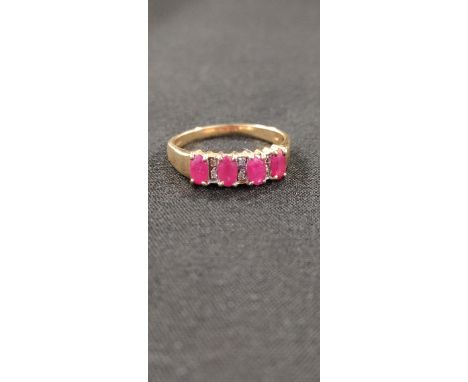 9 CARAT GOLD RUBY &amp; DIAMOND RING