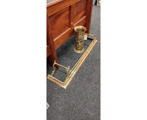 BRASS FIRE FENDER AND BRASS STICK STAND