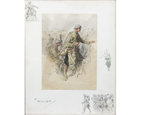 After Charles 'Snaffles' Johnson Payne (British 1884-1967)/A Heilan Lad, printed and hand coloured with blind stamp, 43.5cm x