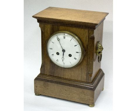 A mahogany eight-day mantel clock, 29cm high/Provenance: The Down House, Redmarley