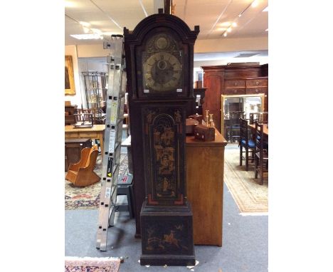 A late 18th Century eight-day longcase clock movement, the brass dial signed John Dingley, London, in an associated Chinoiser