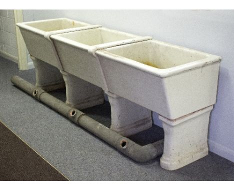 A butcher's white enamel triple salting bath/Provenance: The Down House, Redmarley